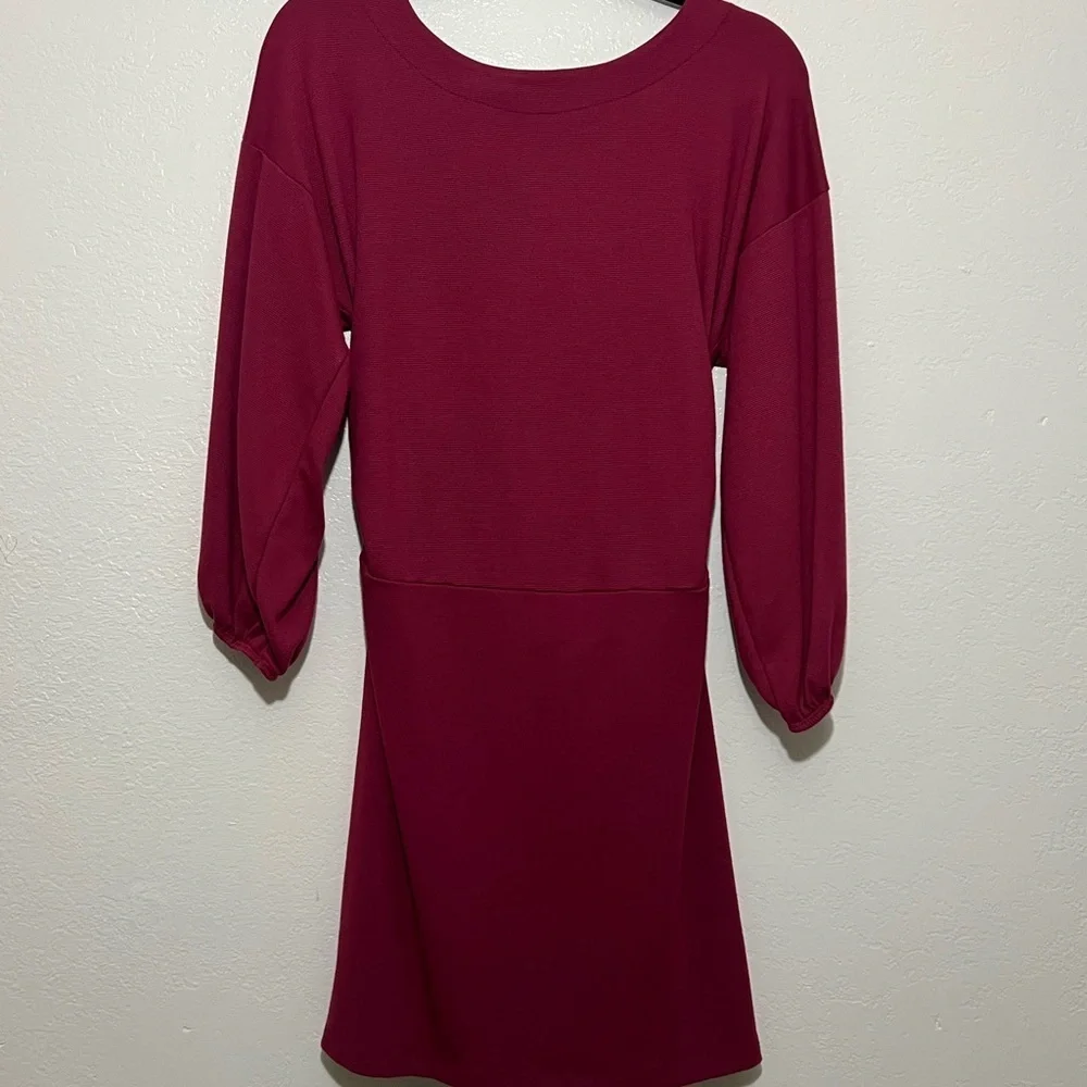Free People Bianca Womens Dress Barbie Pink Medium open tie back  Long Sleeve - Picture 2 of 9